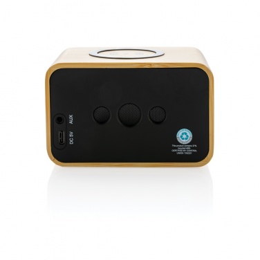 Enceinte de 3 W en plastique recyclé RCS avec charge sans fil de 5 W en bambou — vue de détail (7)