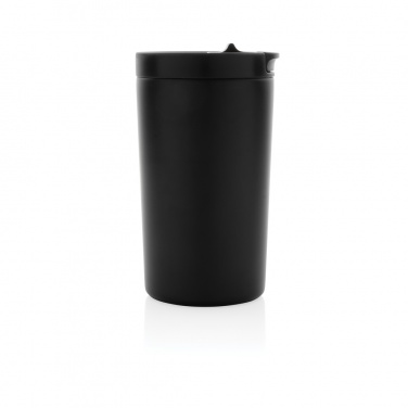 Mug isotherme sous vide à double paroi en acier inoxydable recyclé RCS, étanche et verrouillable — vue de détail, noir (2)