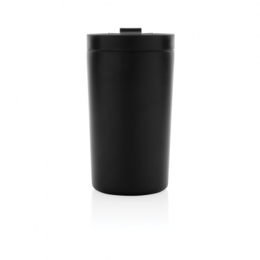 Mug isotherme sous vide à double paroi en acier inoxydable recyclé RCS, étanche et verrouillable — vue de détail, noir (3)