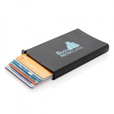 Porte-cartes RFID Standard en aluminium, noir, avec logo