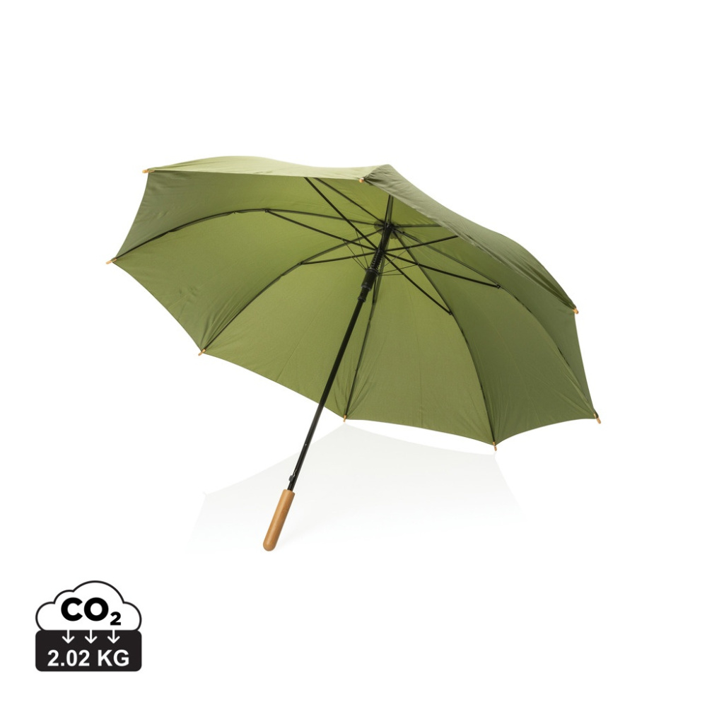 Parapluie Impact AWARE™ RPET 190T de 27 pouces avec bambou à ouverture automatique — vert — image du produit