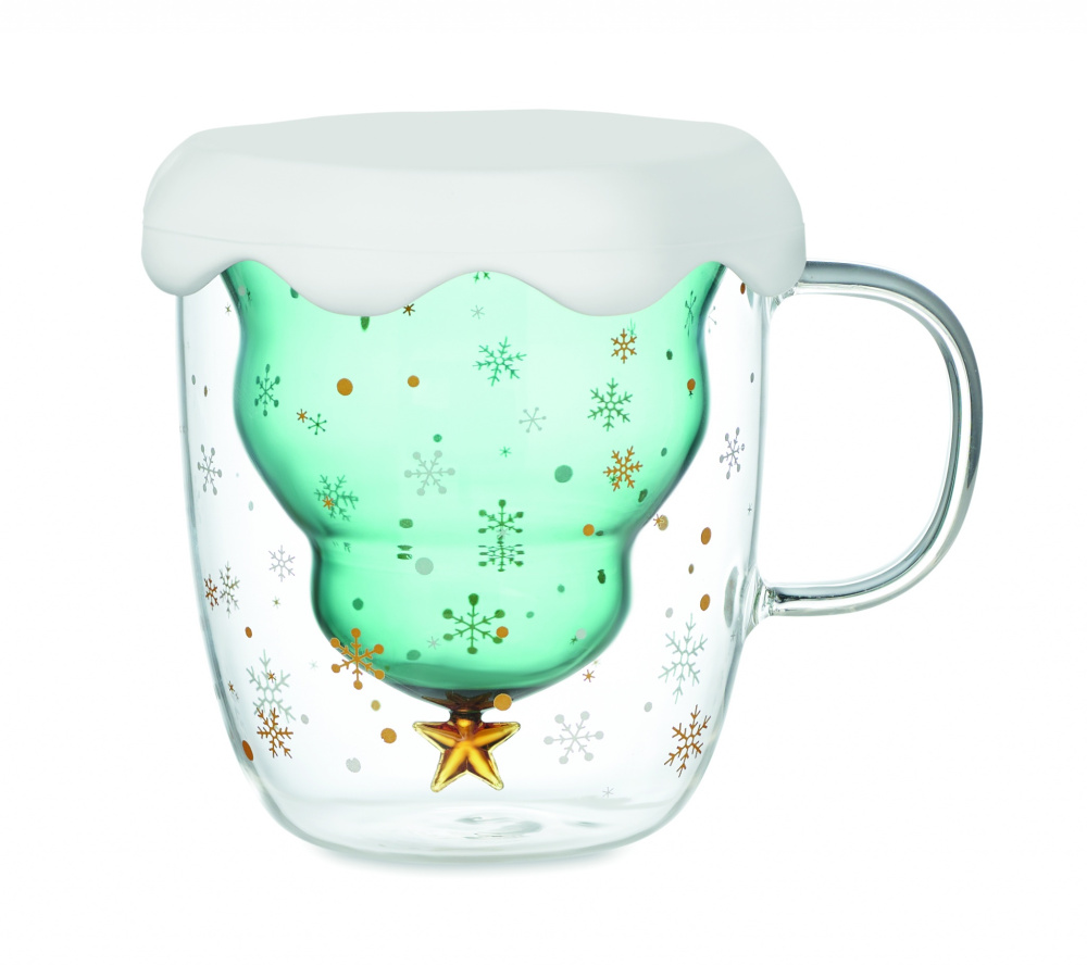 Mug en verre borosilicate à double paroi — vert — variante de couleur