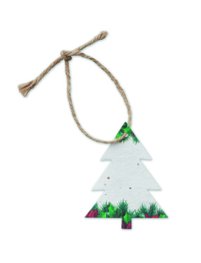 Décoration de Noël en papier ensemencé, sapin, blanc (1)