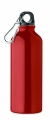 Gourde de 500 ml à simple paroi en aluminium recyclé avec mousqueton, rouge