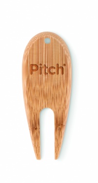 Relève-pitch de golf en bambou avec logo — vue de détail 4, bois