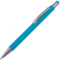 Stylo à bille en métal au toucher doux avec stylet SALT LAKE CITY, bleu clair