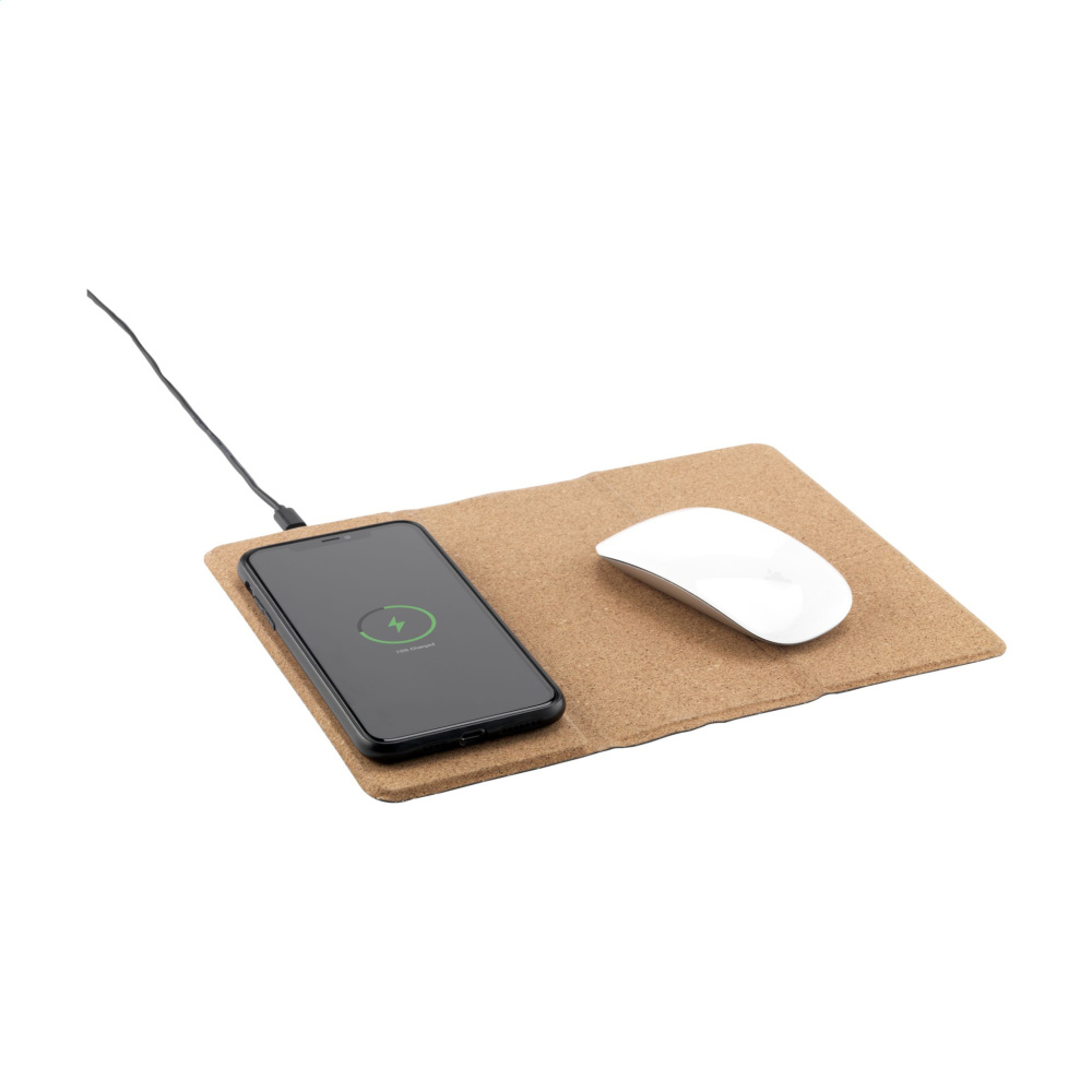 Tapis de souris en liège avec chargeur sans fil — liège — variante de couleur