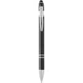 Stylo à bille Kish à finition argentée, encre bleue, noir uni