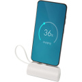 Batterie externe Type-C Alnair 5000 mAh 10 W en plastique recyclé avec support rabattable et câble 2 en 1 intégrés, blanc