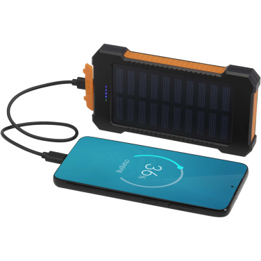 Batterie externe solaire robuste Altair 5000 mAh 10 W en plastique recyclé avec lampe torche intégrée — vue de détail 7, noir uni