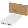 Batterie externe Adhil 10000 mAh 10 W en plastique recyclé avec 2 câbles intégrés, blanc