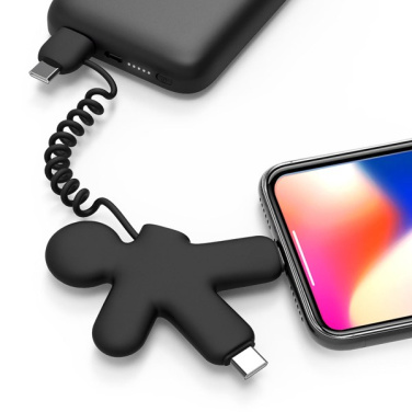 Xoopar Buddy noir reliant une batterie externe à un smartphone pour le charger.