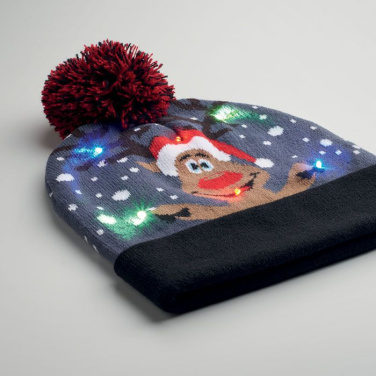 Bonnet de Noël en maille à LED — bleu — image du produit (3)