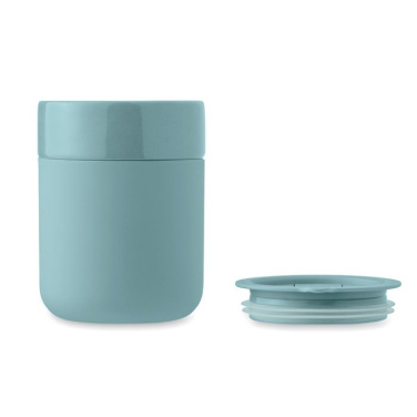 Gobelet QERAM en céramique avec manchon en silicone 330 ml — bleu pétrole — image du produit (2)