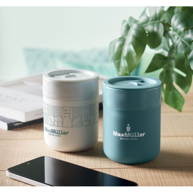 Gobelet QERAM en céramique avec manchon en silicone 330 ml — bleu pétrole — image du produit (3)