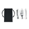Set de 3 couverts de camping, noir