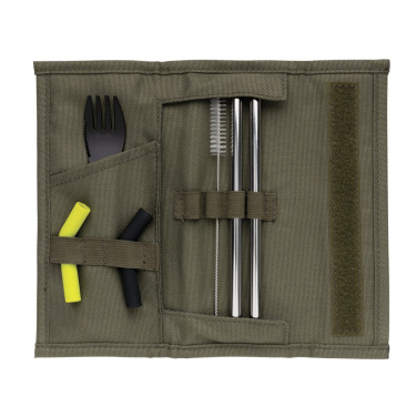 Ensemble Tierra de 2 pailles et couverts en pochette — vert — vue de détail (3)