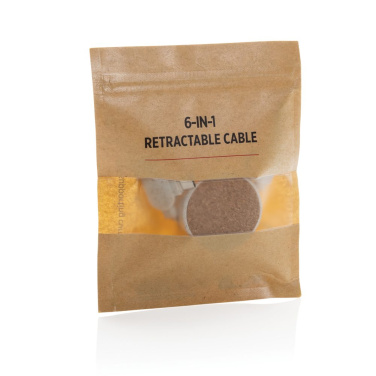 Câble rétractable 6-en-1 en liège et paille de blé — kaki — image du produit (2)