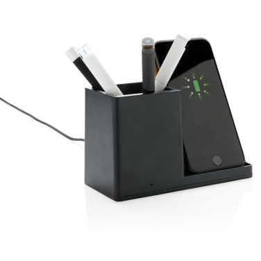 Chargeur sans fil Ontario de 10 W en plastique recyclé RCS — noir — vue de détail (2)