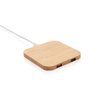 Chargeur sans fil de 5 W en bambou avec USB — marron — vue de détail (1)