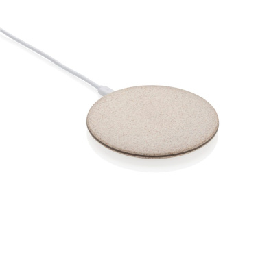 Chargeur sans fil de 5 W en paille de blé — kaki — vue de détail (1)