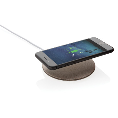 Chargeur sans fil de 5 W en paille de blé — kaki — vue de détail (2)