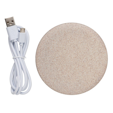 Chargeur sans fil de 5 W en paille de blé — kaki — vue de détail (3)