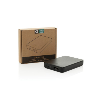 Batterie externe Boostcore 5 000 mAh en plastique recyclé RCS avec USB-C — noir — image du produit (2)