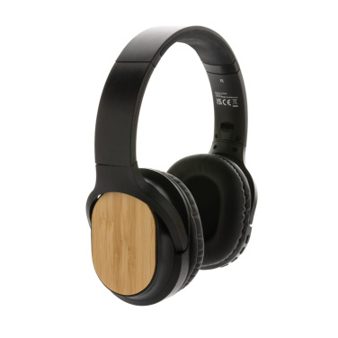 Casque sans fil pliable Elite en matières recyclées RCS et bambou — noir — vue de détail (1)