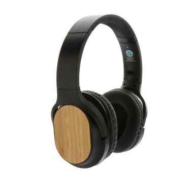 Casque sans fil pliable Elite en matières recyclées RCS et bambou — noir — vue de détail (2)