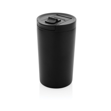 Mug isotherme sous vide à double paroi en acier inoxydable recyclé RCS, étanche et verrouillable — noir — vue de détail
