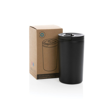 Mug isotherme sous vide à double paroi en acier inoxydable recyclé RCS, étanche et verrouillable — noir — image du produit (2)