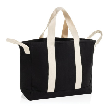 Sac de plage BEAU AWARE™ en toile recyclée 400 g/m² avec poignées latérales — noir — vue de détail (1)