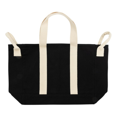 Sac de plage BEAU AWARE™ en toile recyclée 400 g/m² avec poignées latérales — noir — vue de détail (2)