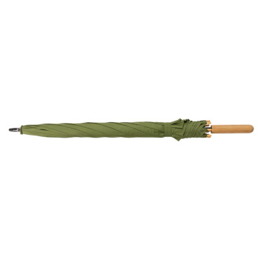 Parapluie Impact AWARE™ RPET 190T de 23 pouces avec bambou à ouverture automatique — vert — vue de détail (3)