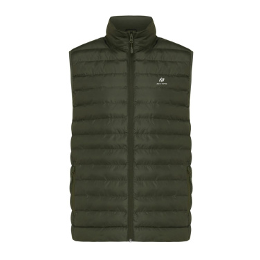 Gilet sans manches Iqoniq Meru pour homme en polyester recyclé, kaki, avec logo