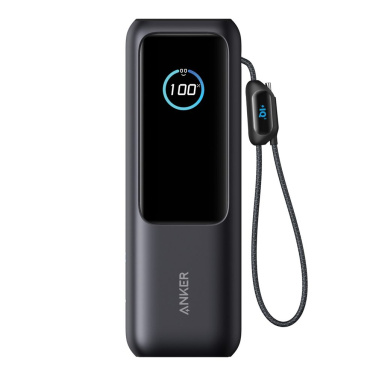 Batterie externe Anker de 25 000 mAh, 165 W, avec câble rétractable intégré — gris — vue de détail (3)