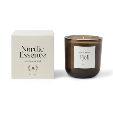 Grande bougie parfumée Nordic essence, blanc cassé, avec logo