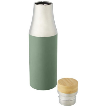Bouteille en acier inoxydable 540 ml à isolation sous vide avec couche de cuivre et couvercle en bambou Hulan, vert chiné — image du produit (3)