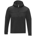 Sweat à capuche homme de style anorak à demi-zip Sayan, noir uni
