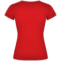 T-shirt Victoria à col en V et manches courtes pour femme, rouge