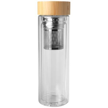 Bouteille à infusion Bailey de 400 ml en verre borosilicaté avec couvercle en bambou — transparent incolore — image du produit (1)