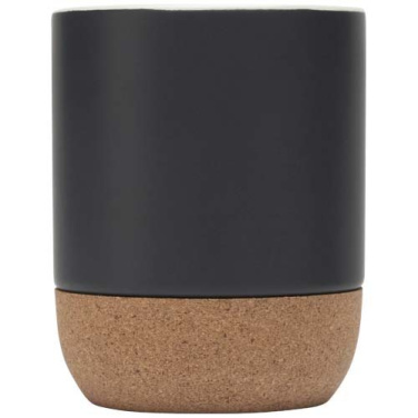 Mug en céramique Billie 300 ml avec détails en liège et finition mate — noir uni — image du produit (2)