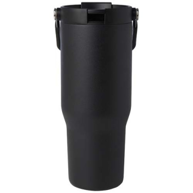 Gobelet Bronx de 900 ml en acier inoxydable recyclé certifié RCS, isolation sous vide avec cuivre et couvercle à double fonction — noir uni — image du produit (1)