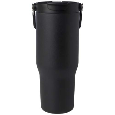 Gobelet Bronx de 900 ml en acier inoxydable recyclé certifié RCS, isolation sous vide avec cuivre et couvercle à double fonction — noir uni — image du produit (2)