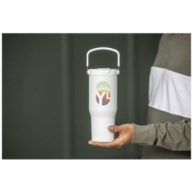 Gobelet Bronx de 900 ml en acier inoxydable recyclé certifié RCS, isolation sous vide avec cuivre et couvercle à double fonction — noir uni — image du produit (3)