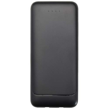 Batterie externe Adhil 10000 mAh 10 W en plastique recyclé avec 2 câbles intégrés — noir uni — image du produit (1)