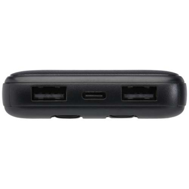 Batterie externe Adhil 10000 mAh 10 W en plastique recyclé avec 2 câbles intégrés — noir uni — image du produit (3)