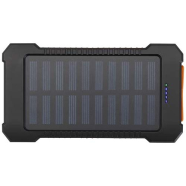 Batterie externe solaire robuste Altair 5000 mAh 10 W en plastique recyclé avec lampe torche intégrée — noir uni — image du produit (1)
