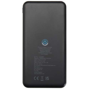 Batterie externe Intan 10000 mAh 10 W en plastique recyclé — noir uni — image du produit (2)